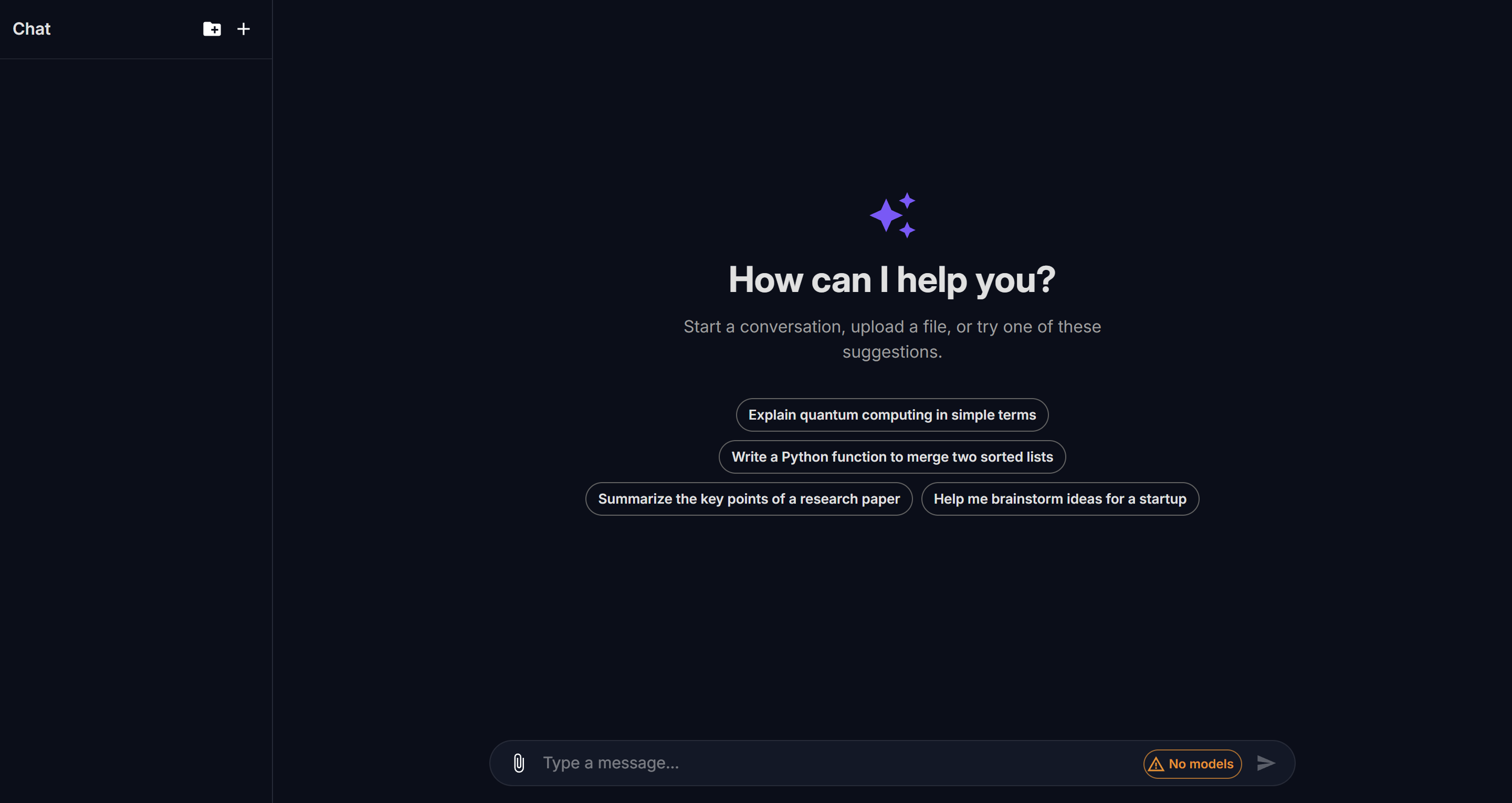 Chat landing page